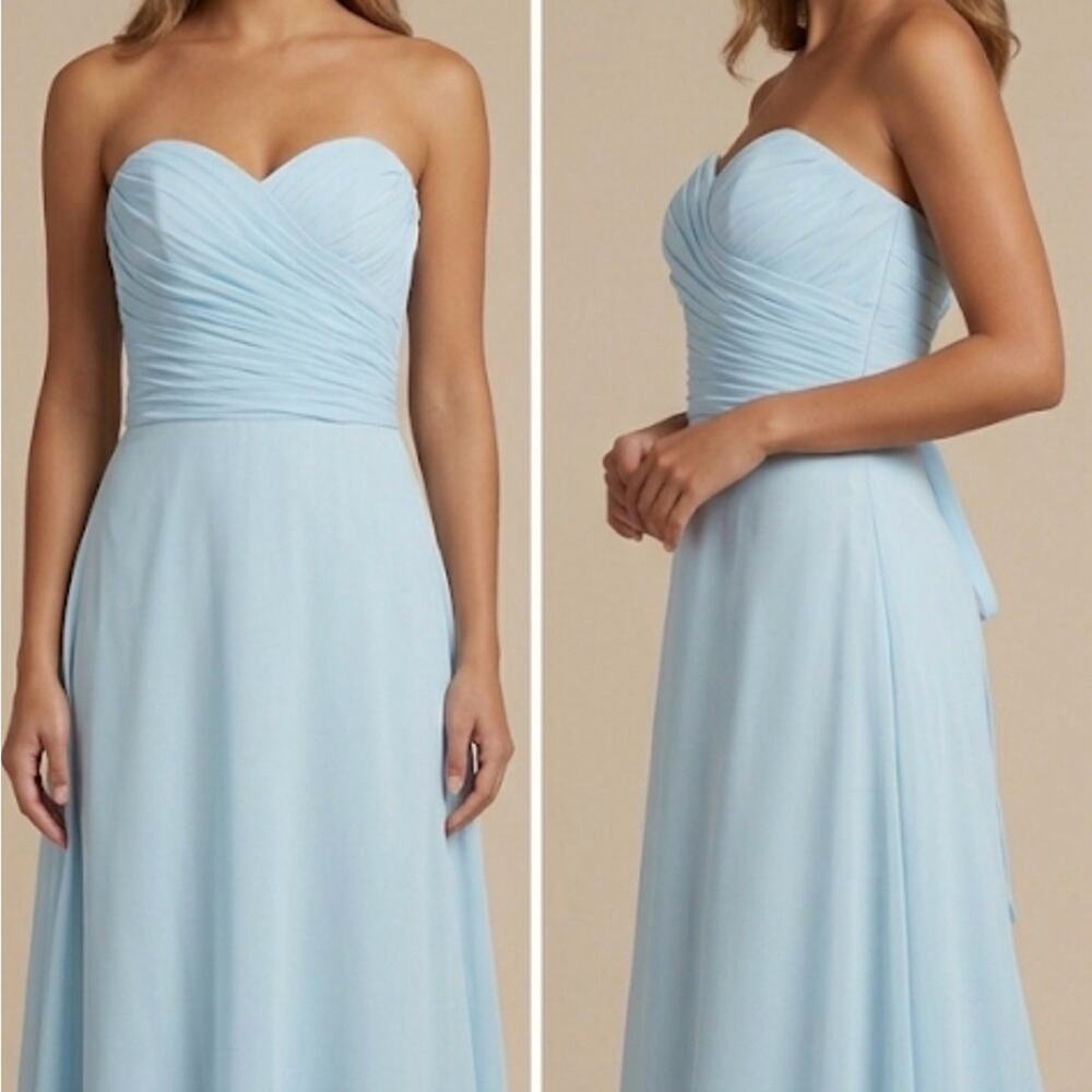 Light Blue Corset Prom Dress Strapless Sweetheart Lace Up Ball Gown XS